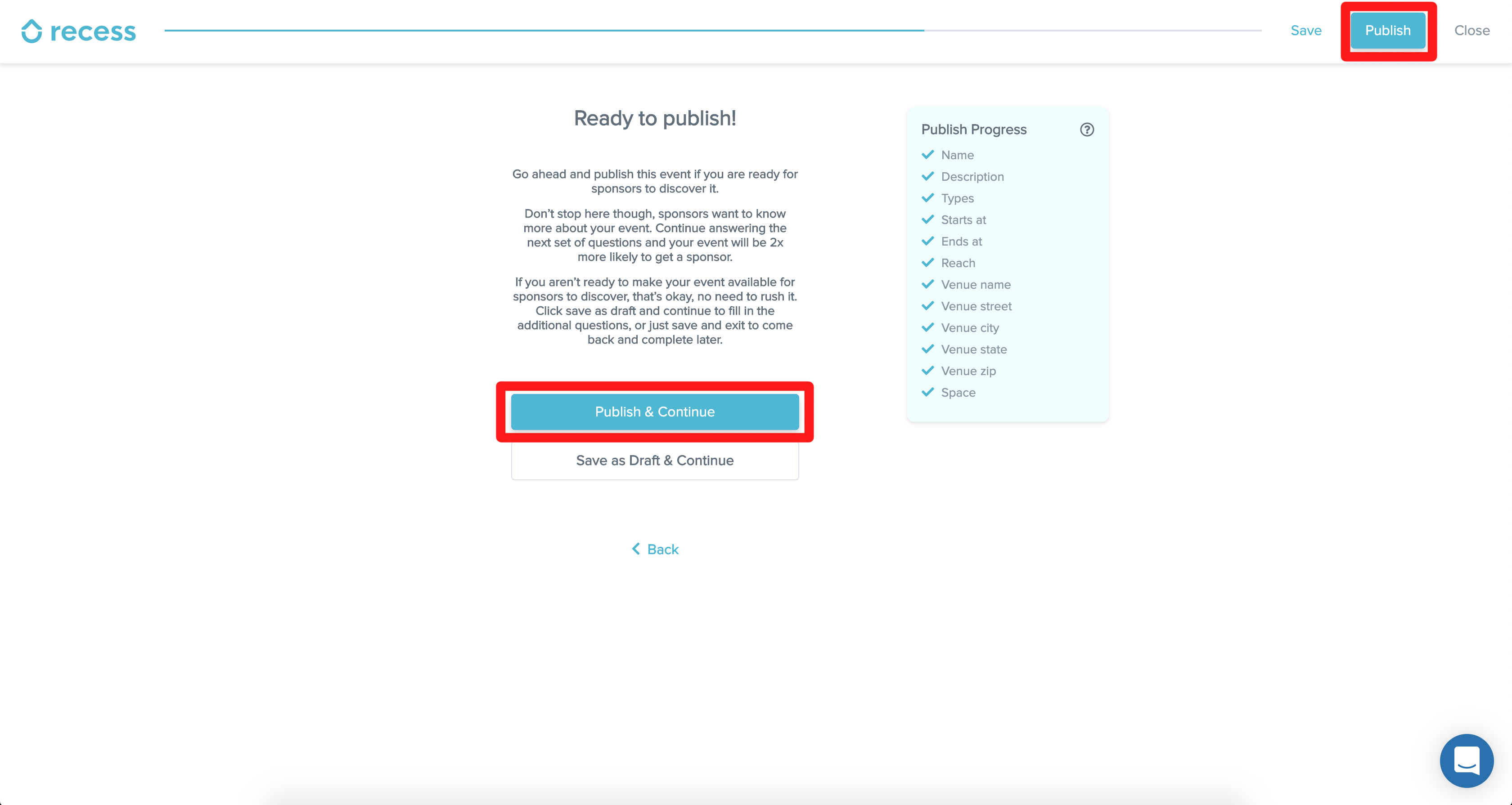 How to save an event as a draft